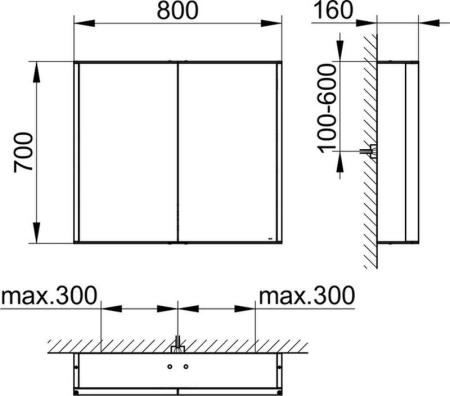 Зеркальный шкаф Keuco Royal Match 800 x 700 x 160 mm 12802171301