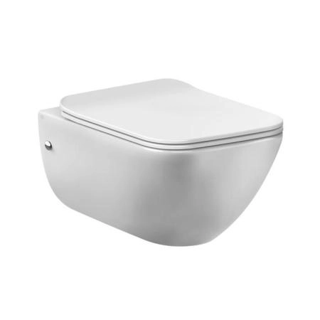 Gessi Origini Total Look Унитаз подвесной 47.4х35.8х35см., с сиденьем микролифт, петли хром, с сифоном, цвет: Matt White Ceramic