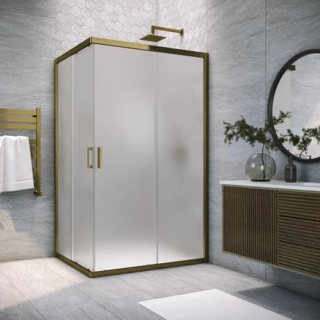 Душевой уголок Vegas-glass ZA-F TUR NOVO 110*95 05 10, профиль бронза, стекло сатин
