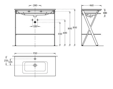 Металлическая структура Kerama Marazzi PIANO NEXT ПИАНО НЕКСТ PIA.N.95\BLK напольная 95, черная матовая