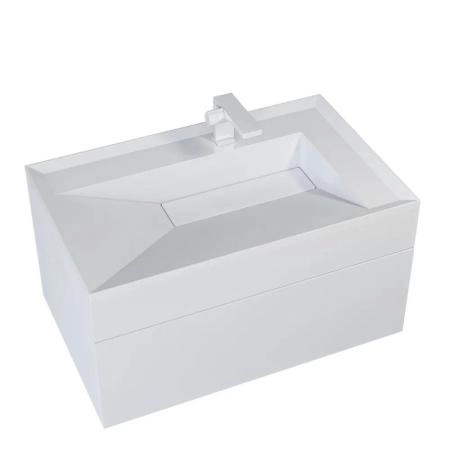 Раковина для ванной полувстраиваемая Uperwood Lotus 80 см, прямоугольная, белая глянцевая