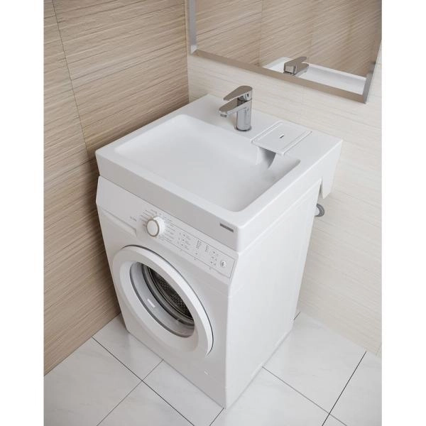 Раковина над стиральной машиной Paulmark BERG 710431, белая, 60х50, с комплектом