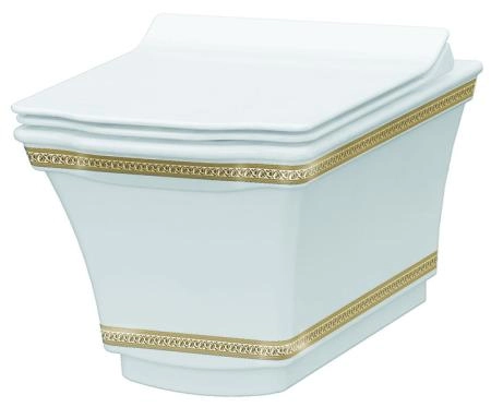 Подвесной унитаз Boheme с узором Hermitage GOLD 951-G