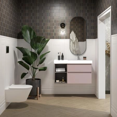 Тумба Kerama Marazzi CUBO КУБО CU.90Rh\MAL правая подвесная с ящиками 90, мальва матовая-древесная