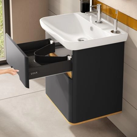 Тумба с раковиной  VitrA Sento  60834 65 см матовая антрацит МДФ