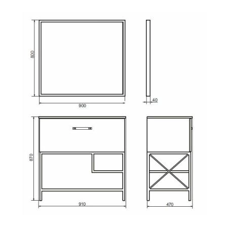 Тумба с раковиной Comforty Бредфорд-90 дуб темный черная матовая