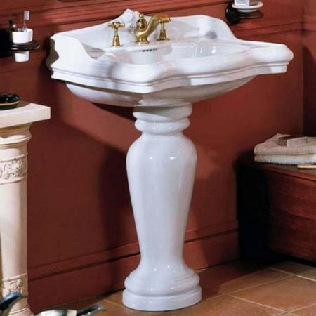 Azzurra Jubilaeum Раковина 70x55xH32,5 см, с пьедесталом 27xH68 см, 3 отв., цвет: Bianco lucido