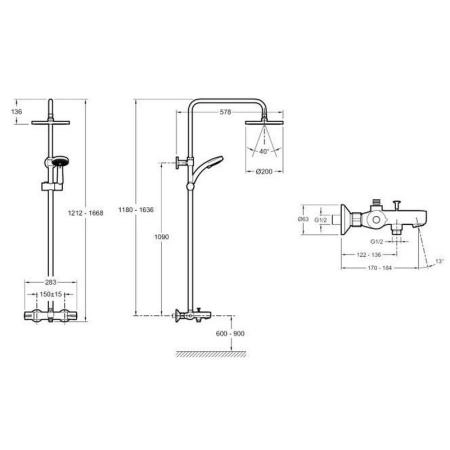 Душевая система Jacob Delafon JULY E99741-CP термостат для ванны,хром