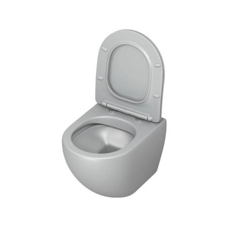 Унитаз Grossman GR-4455GLMS Color (485*365*360) СВЕТЛО-СЕРЫЙ МАТОВЫЙ подвесной Безободковый с тонкой крышкой