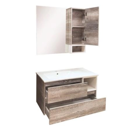Тумба с раковиной Comforty Турин-90L дуб бежевый