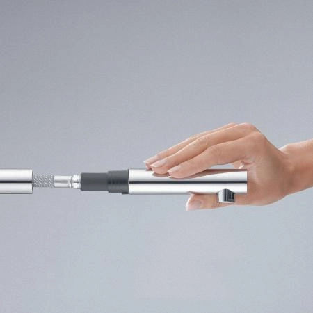 Смеситель Kludi L-Ine 408519375 для кухни, с выдвижным изливом, цвет хром-белый матовый