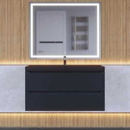 Тумба с раковиной Uperwood Tanos-Classic Quartz 100 см, черная/уголь
