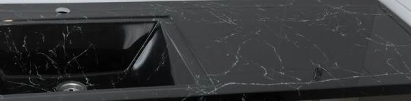 Раковина над стиральной машиной Marko Марсал 120 левая, черный мрамор