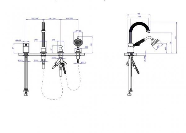 Смеситель CEZARES OLIMP OLIMP-BVDM-01-L на борт ванны,хром