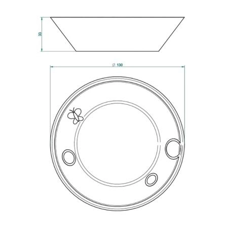THG CAPUCINE VERT DECOR PLATINE Блюдо керамическое ø130 мм., настольное, декор платина/зеленый, цвет: белый