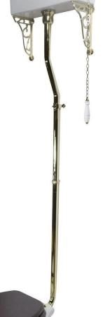 Высокая труба с механизмом слива 7077-DO, с цепочкой и керамической ручкой, с кронштейнами (2 шт.), цвет золото