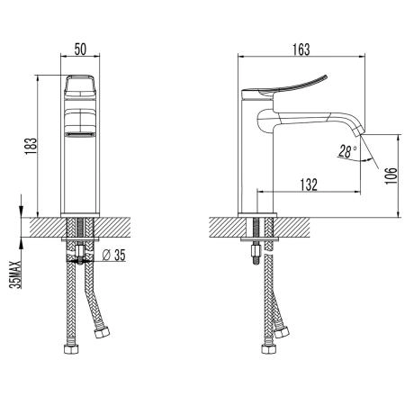 Смеситель для раковины Azario ABILITY без донного клапана, графит (AZ-VQR168331AJ)