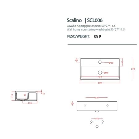 Artceram Scalino Раковина накладная 50х27см, с 1 отв., цвет: белый глянцевый