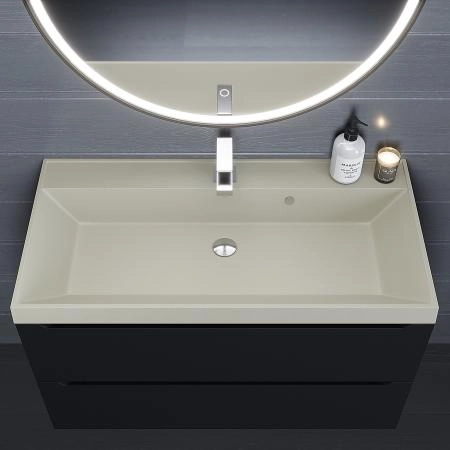 Раковина кварцевая Uperwood Classic Quartz 90 см, бежевая матовая, лён