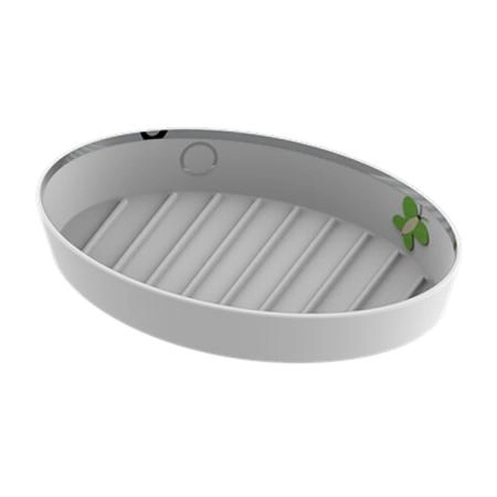 THG CAPUCINE VERT DECOR PLATINE Мыльница керамическая, настольная, декор платина/зеленый, цвет: белый