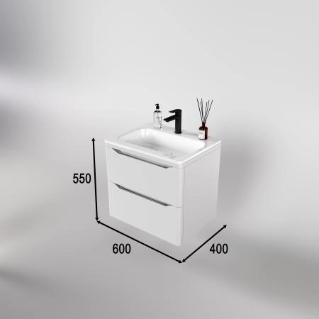 Тумба подвесная Style Line Марелла 60 (2 ящ.) Люкс антискрейтч белый матовый, PLUS