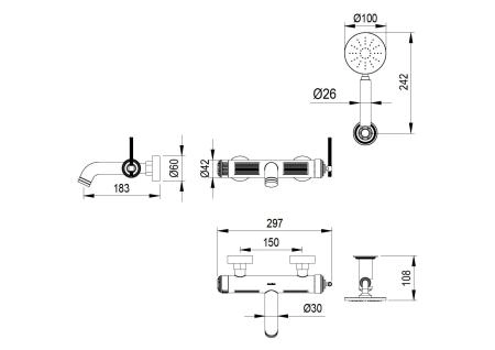 Смеситель для ванны Boheme ETERNA GUN METALL 173-GM