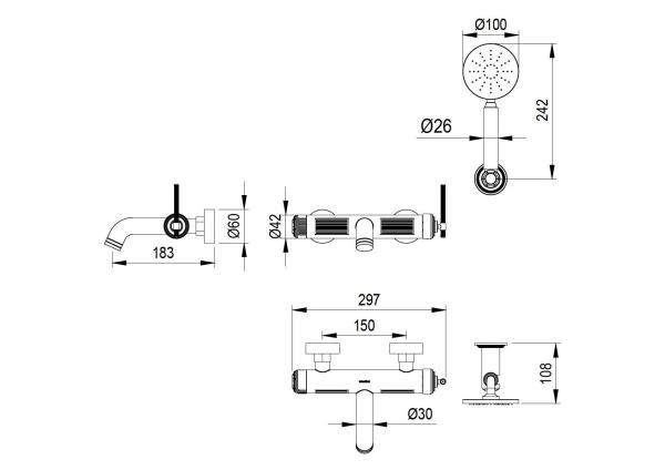 Смеситель для ванны Boheme ETERNA NICKEL BRUSH 173-NB