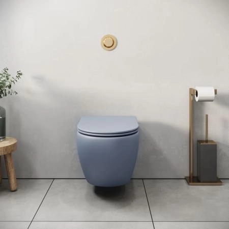 Унитаз Grossman GR-4455BSMS-21 Color (485*365*360) ГОЛУБОЙ МАТОВЫЙ подвесной Безободковый с тонкой крышкой