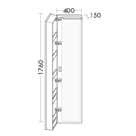 Burgbad Sys30 Шкаф 40х15х176см., подвесной, 5 полок ,1 зеркало, Sx, подсветка, ручки хром, цвет: белый глянцевый