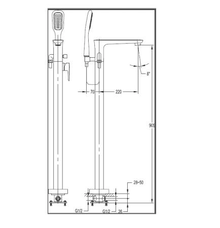 Смеситель CEZARES TESORO-F-VDP-01 для ванны,напольный хром