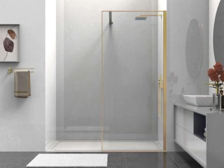Душевая перегородка Vincea Walk-In VSW-1HS100CLG, 1000*2000, брашированное золото, стекло прозрачное