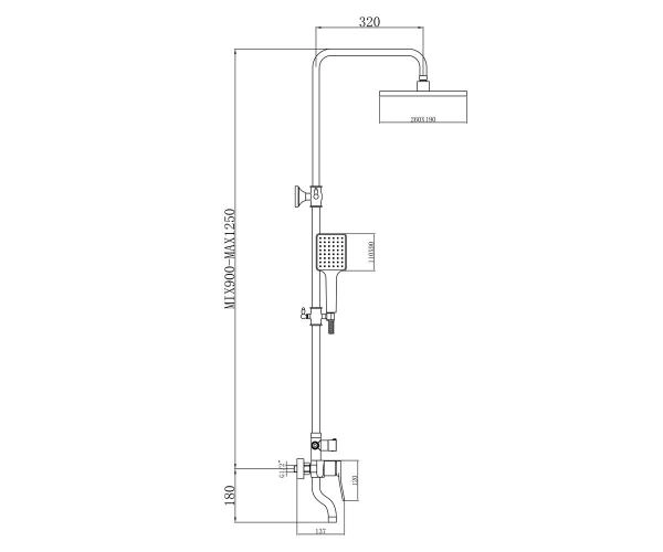 Душевая система Bronze de Luxe Element (EL77CB) хром | черный