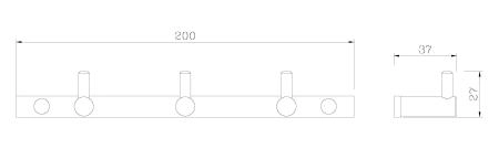Планка настенная узкая 3 крючка RUSH Bianki (BI76232)