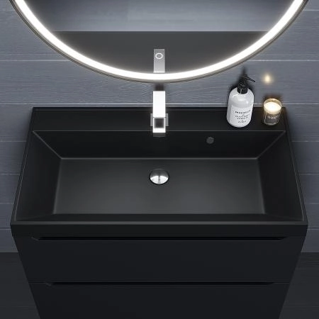 Раковина кварцевая Uperwood Classic Quartz 80 см, черная матовая, уголь