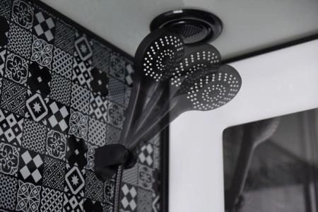 Душевая кабина Esbano 80x80 черный профиль полукруг стекло прозрачное ESKBB80CR