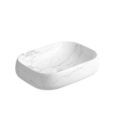 Раковина Cerutti SPA CR0086 MMW2 накладная, мрамор матовый белый, прямоугольная 565х400х145