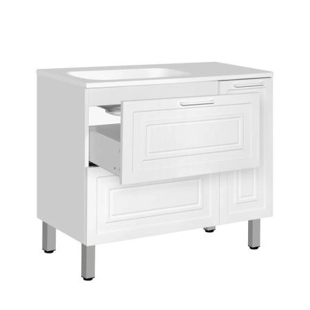 Тумба Style Line Elfante Альба (2 ящ./корзина) Барселона 90 Левая, Люкс, белый, PLUS универсальная