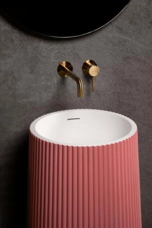 Раковина напольная Boheme рифленая Corian 480*480*850 LIGHT PINK (роза) 801-Torre-LP