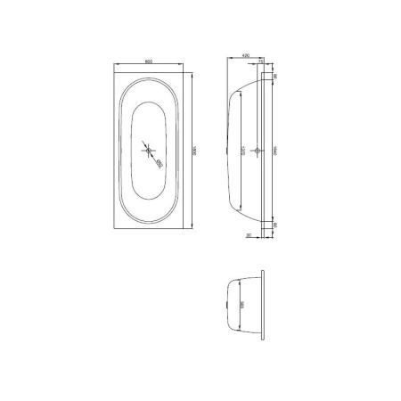 Ванна BetteStarlet 1630-000 180х80 стальная, перелив по центру