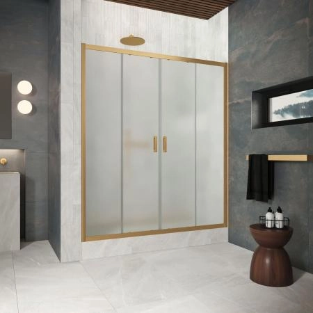 Душевая дверь Vegas-glass Z2P Protec h1900 190 03 10, профиль золото матовое, стекло сатин