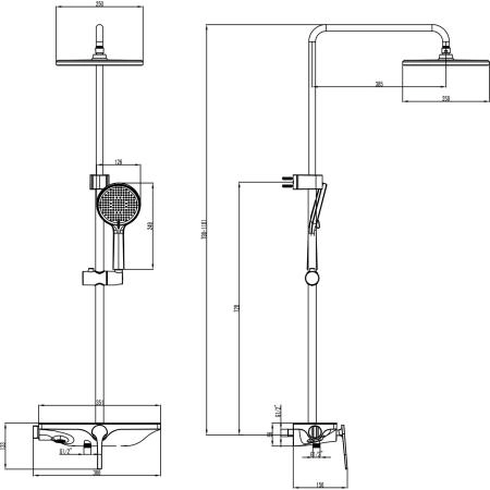 Душевая система Azario Ginkgo с верхним и ручным душем, хром (AZ-VPW238V95-1DJ1K22-ZH3A55)