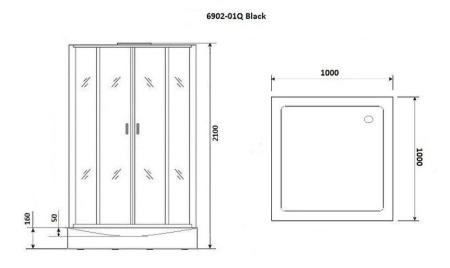 Душевая кабина Niagara Premium NG-6902-01Q BLACK (1000х1000х2100) низкий поддон(16 см) стекло ТОНИРОВАННОЕ
