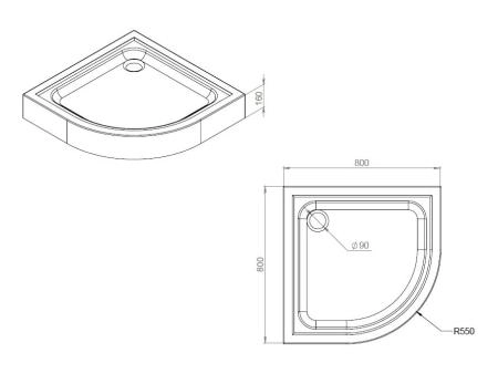 Поддон душевой AM.PM Gem W90T-401-080W белый