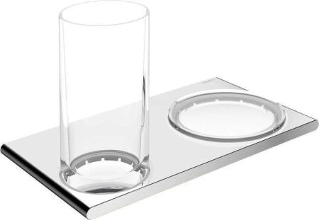 Двойной держатель со стаканом и мыльницей KEUCO Edition 400 11556019000 Матовый/прозрачный/хром