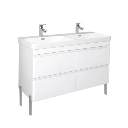 Тумба с раковиной Comforty Енисей-120 00-00022406CF белый глянец c раковиной CF19595BX-120D
