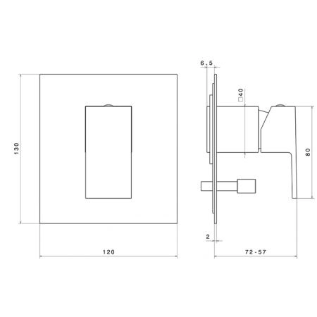 Встроенный смеситель Kerama Marazzi FUTURA ФУТУРА 66470EKM.01.093 для душа с переключателем на два потока, матовый черный