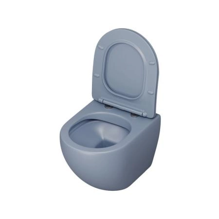 Унитаз Grossman GR-4455BSMS-21 Color (485*365*360) ГОЛУБОЙ МАТОВЫЙ подвесной Безободковый с тонкой крышкой