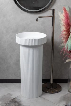 Пьедестал для раковины Boheme рифленый SOLE Corian 300*720 Matte white 801-Base-Rib