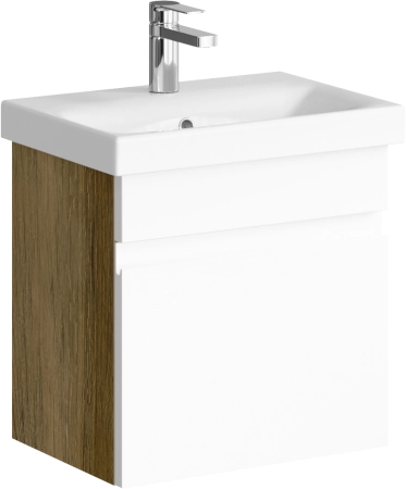 Подвесная тумба AQWELLA Smart SRT0105DB с одним ящиком цвет дуб балтийский с умывальником