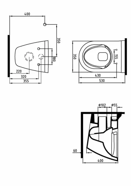 Унитаз Bien MINERAL подвесной безободковый сиденье микролифт MNKA052N1VP0W3000